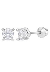 attractive minuscule cubic zirconia silver children earrings